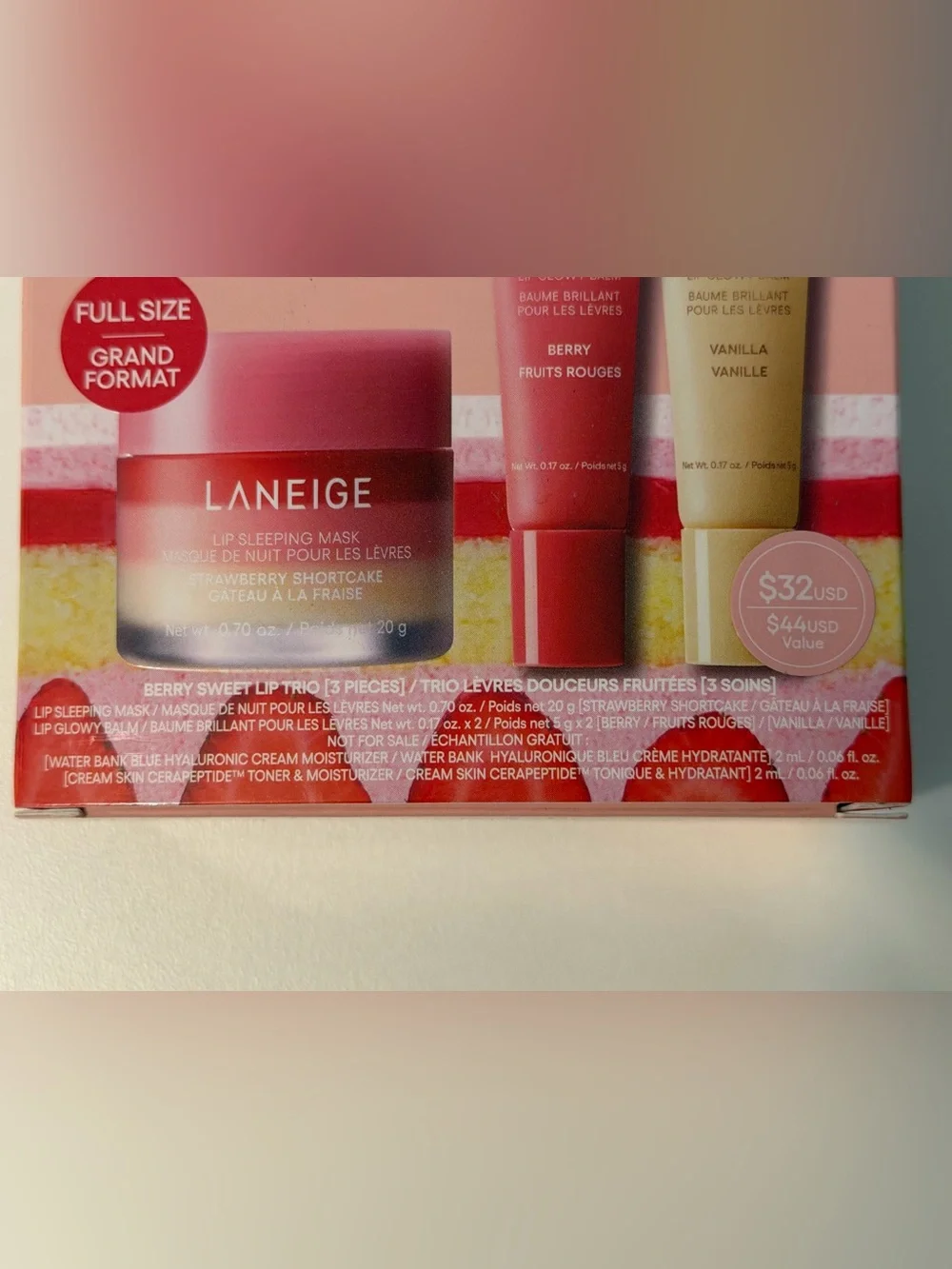 LANEIGE Berry Sweet Lip Trio 3-Piece Gift Set - Sleep Mask & Glowy Lip Balms